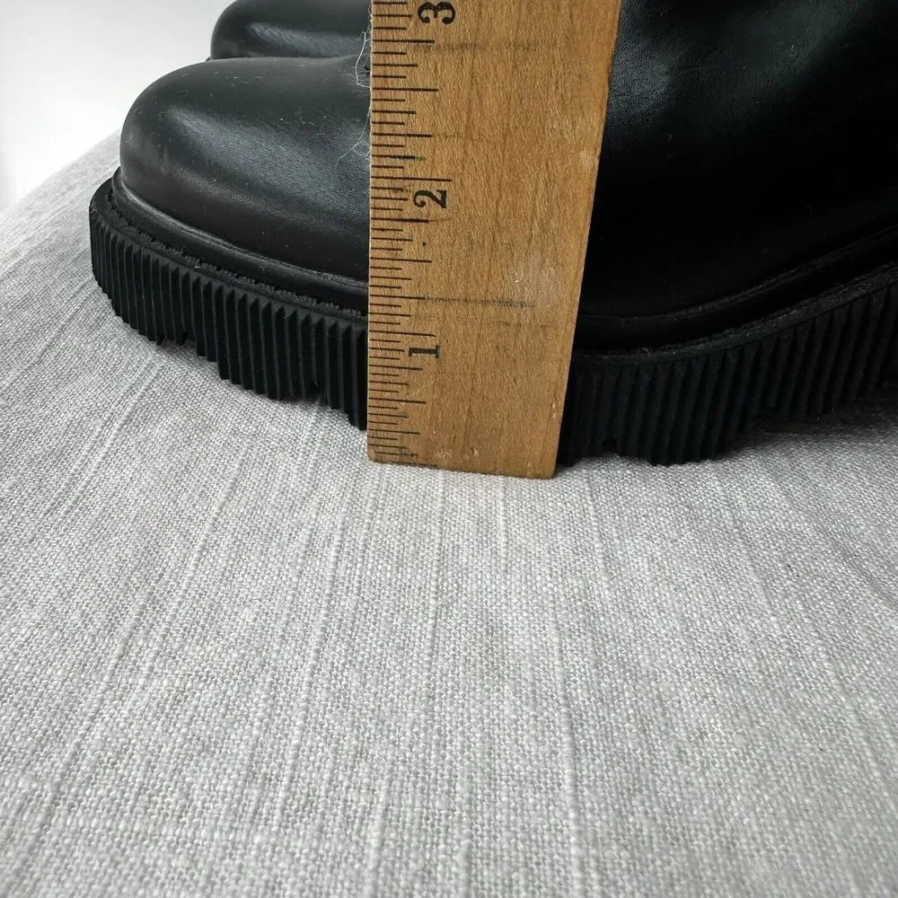 Zara Lug‎ Sole Ankle Platform Boots Black Size 38 Chunky Heel US 7.5